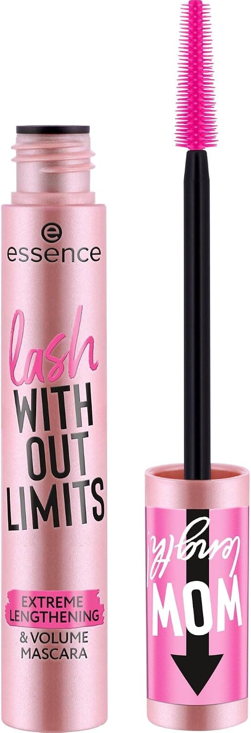 essence lash WITHOUT LIMITS EXTREME LENGTHENING & VOLUME MASCARA, lunga durata, volumizzante, ultra nero, allungamento (13ml)