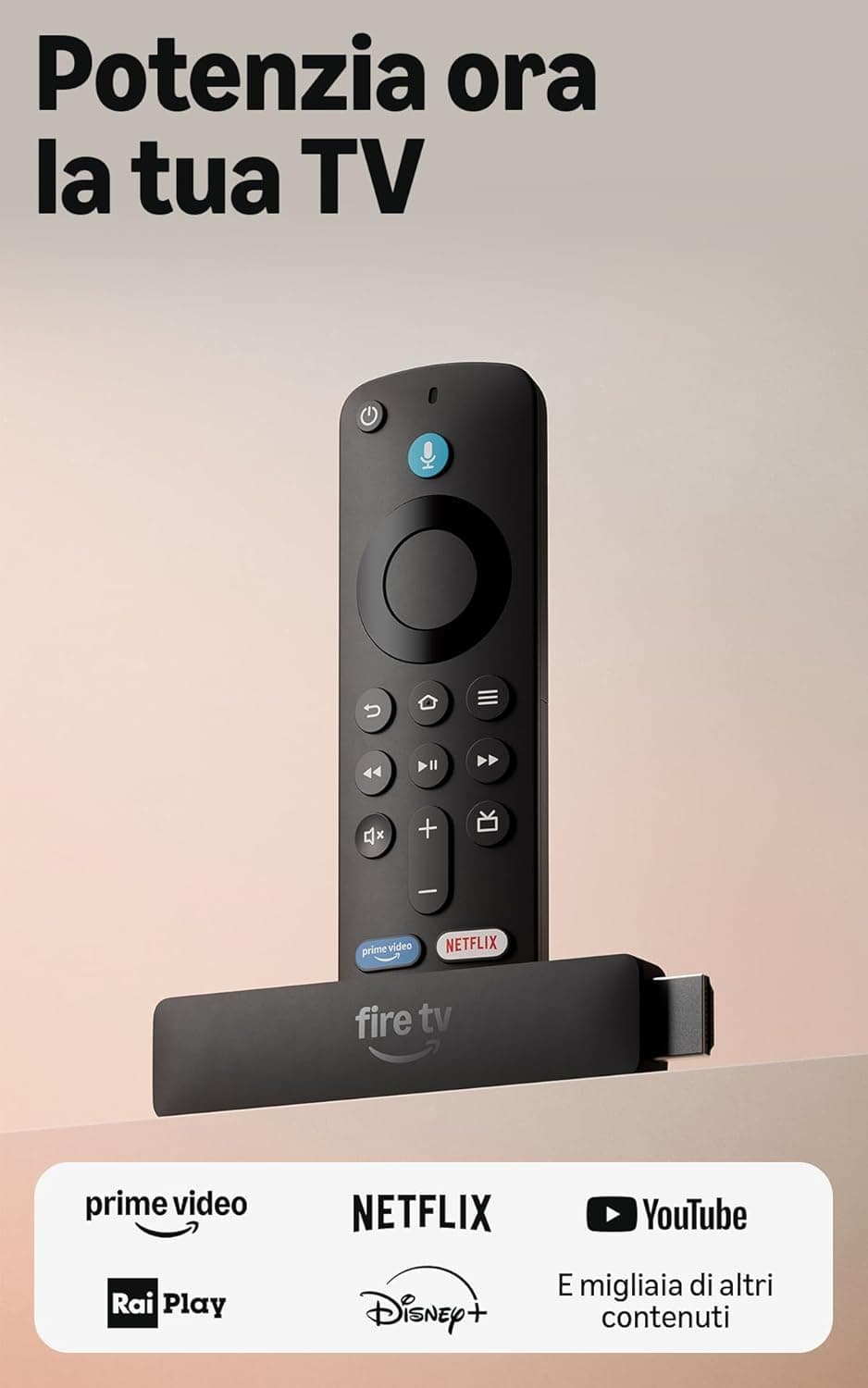 Amazon Fire TV Stick HD (ultimo modello), TV gratuita e in diretta, telecomando vocale Alexa, alimentazione tramite TV, configurazione semplice, trova serie TV più velocemente con Alexa+
