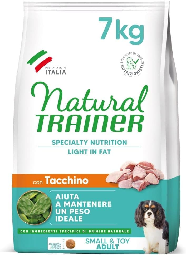 Natural Trainer Ideal Weight Small & Toy Cibo per Cani Adulti Light in fat con Tacchino - 7kg