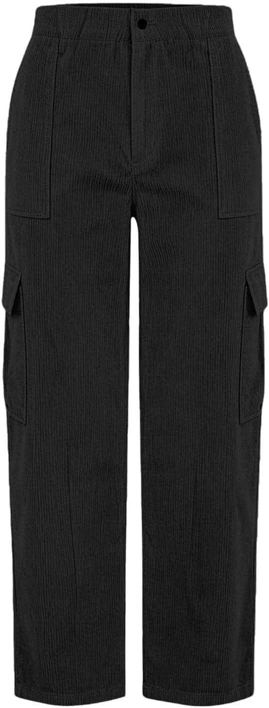Pantaloni Cargo da Donna a Gamba Larga, Pantaloni Trekking Dritta E Comodi Lavoro con Tasche Elastiche Vita Alta, Impermeabili, alla Moda, per Il Tempo Libero