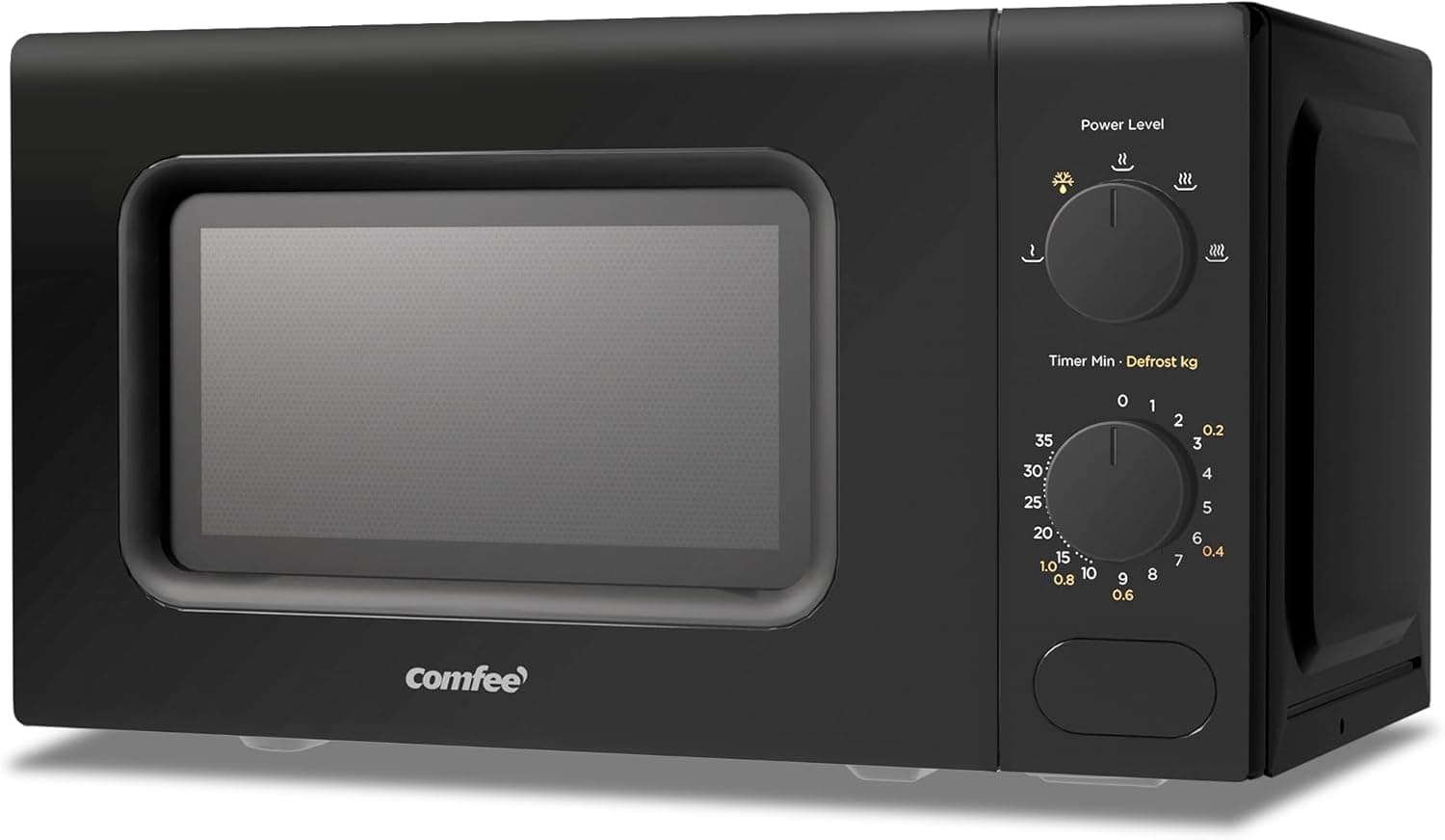 COMFEE' Forno a Microonde Nero, 20 Litri, 700 W, 5 Livelli di Potenza, Funzione di Scongelamento Rapido, Timer Manuale, Design Compatto-CM-M202CC(BK)