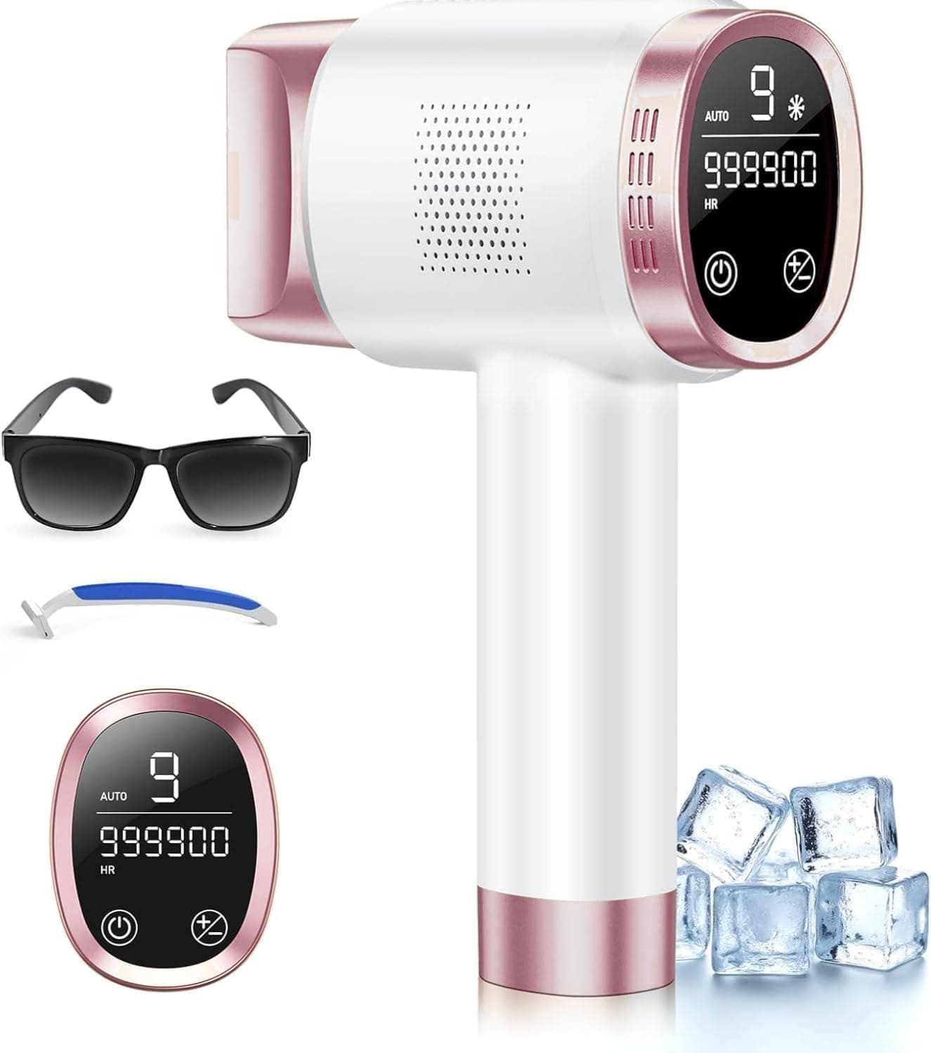 21J Epilatore Luce Pulsata con Raffreddamento a Ghiaccio 8°C,Epilatore Laser a 9 Livelli e Luce Rossa 600NM,Epilatore a Luce Pulsata Touchscreen per Uomini,Donne,Viso,Braccia,Zona Bikini,Corpo Corpo