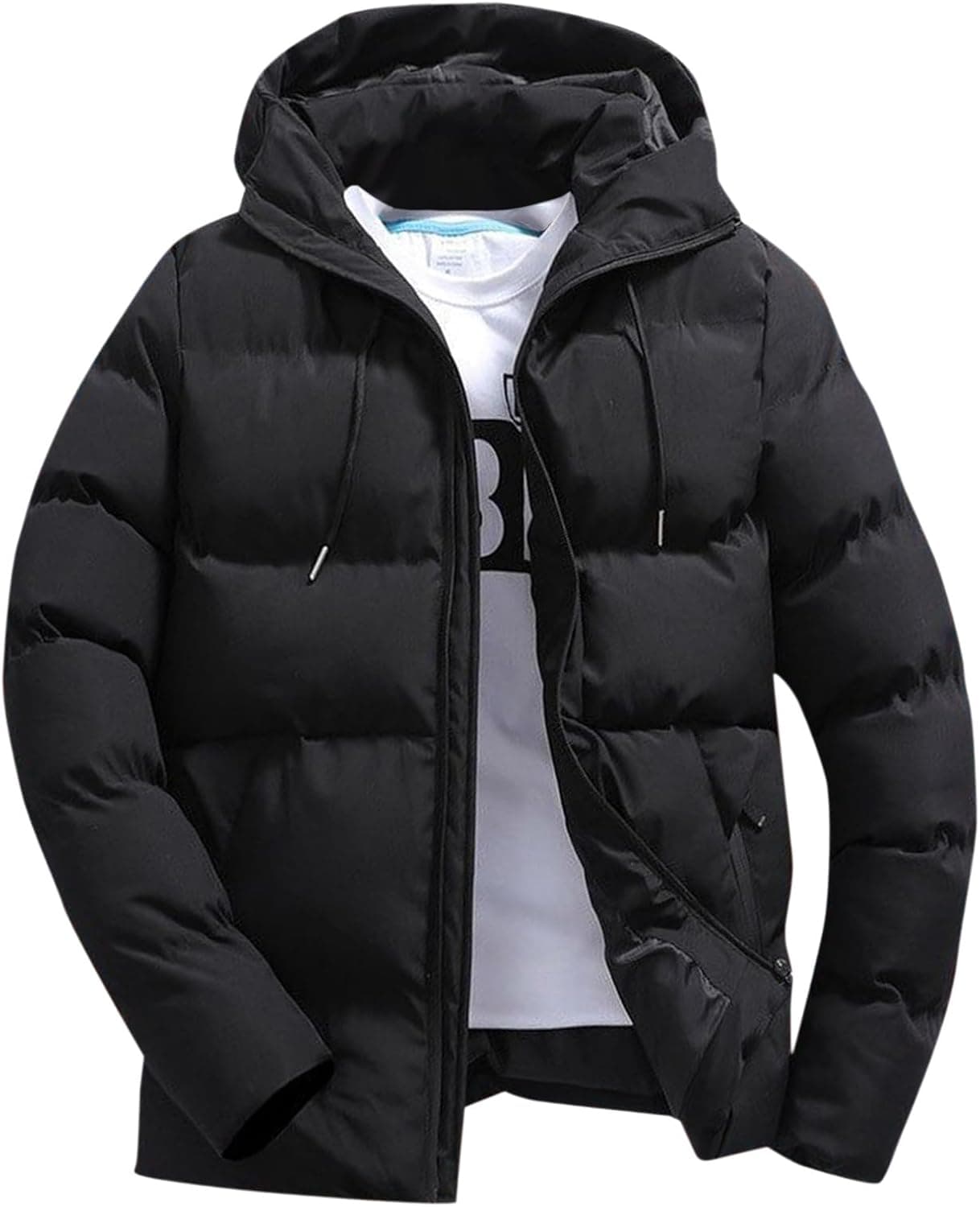 Generico Giubbotto Uomo Invernale Con Cappuccio, Piumino Trapuntato Caldo Antivento, Giacca Casual Tinta Unita Comoda Per Uso Quotidiano Lavoro Autunno Inverno M-6xl