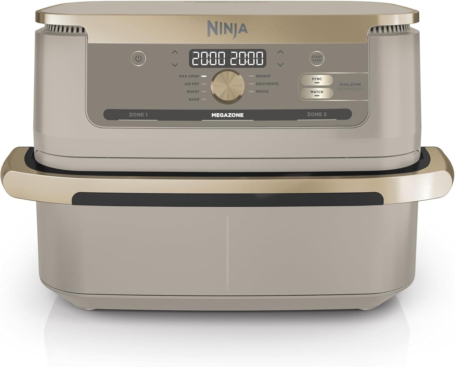 Ninja FlexDrawer, Friggitrice ad Aria XL, Doppia Zona, 10,4L, Beige/Oro