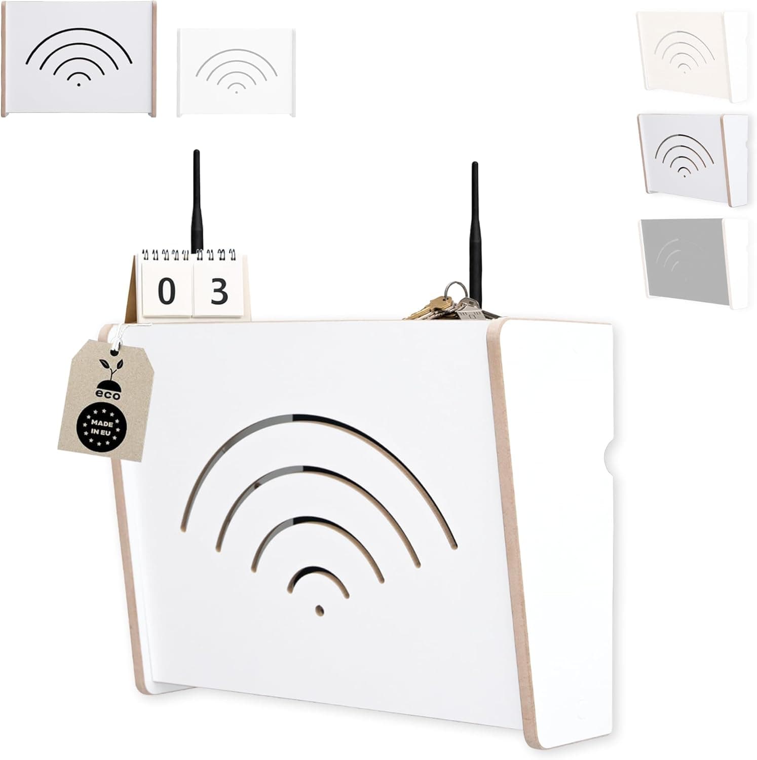 MOE UHANE Copertura per router WiFi con pannello scorrevole, mensola da parete e organizer per modem, box salvaspazio con ripiano regolabile