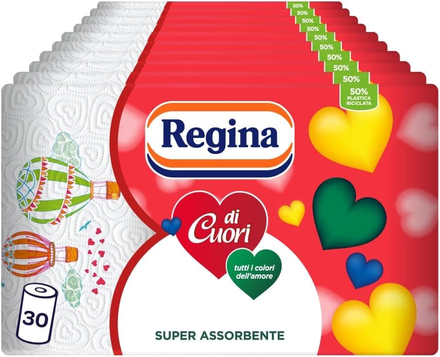 Regina di Cuori, 30 Rotoli di Carta Cucina a 2 Veli