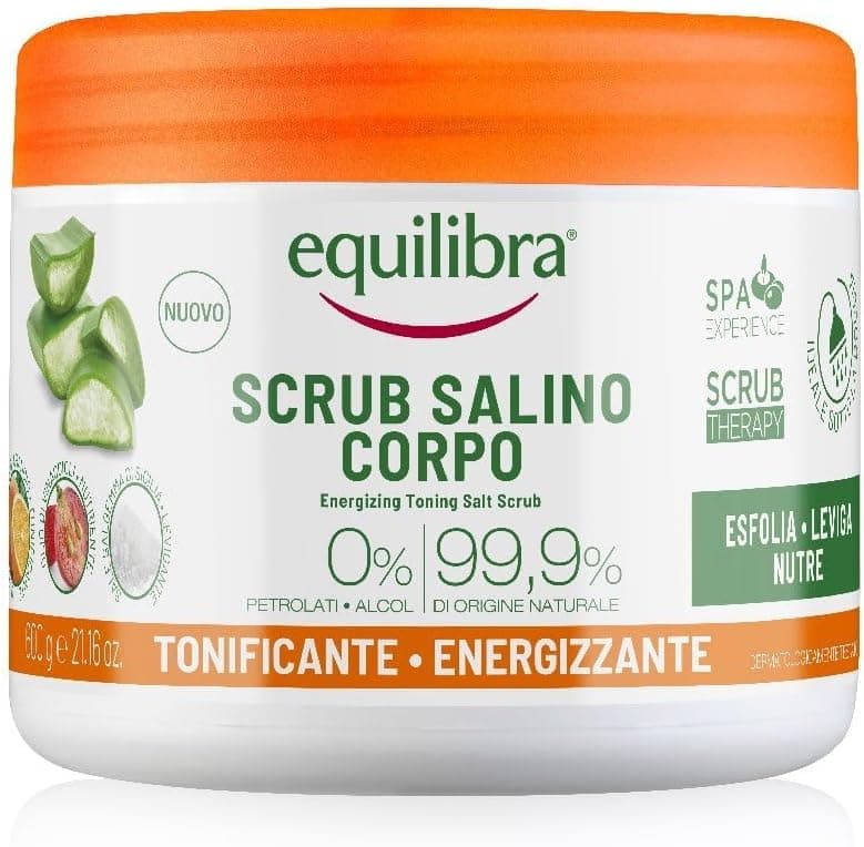 Equilibra Scrub Salino Corpo Tonificante Energizzante,600g, Esfolia e Nutre