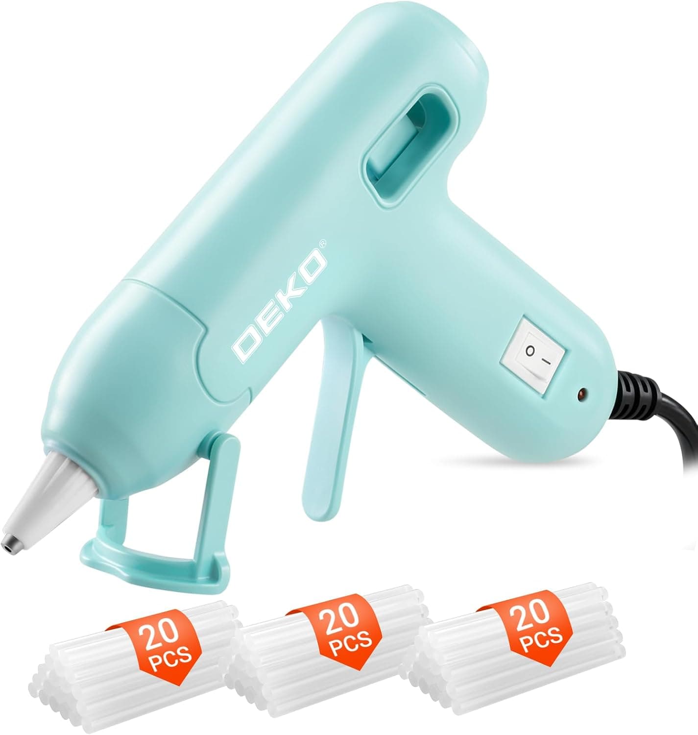 DEKOPRO 20W Pistola Colla Calda con 60 Colla Stick, Blu