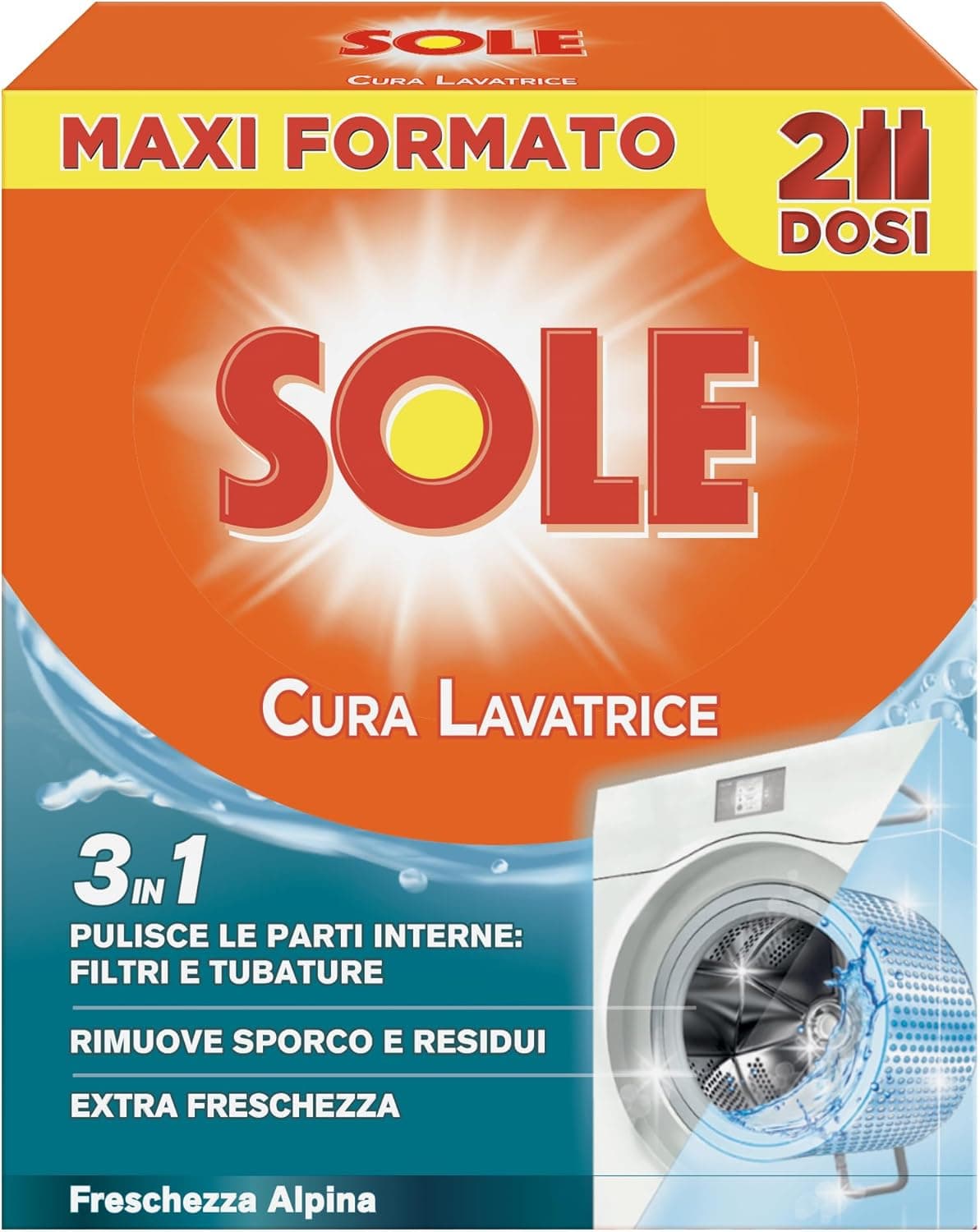 Sole Cura Lavatrice Freschezza Alpina, Confezione da 2 Cura Lavatrice da 250 ml