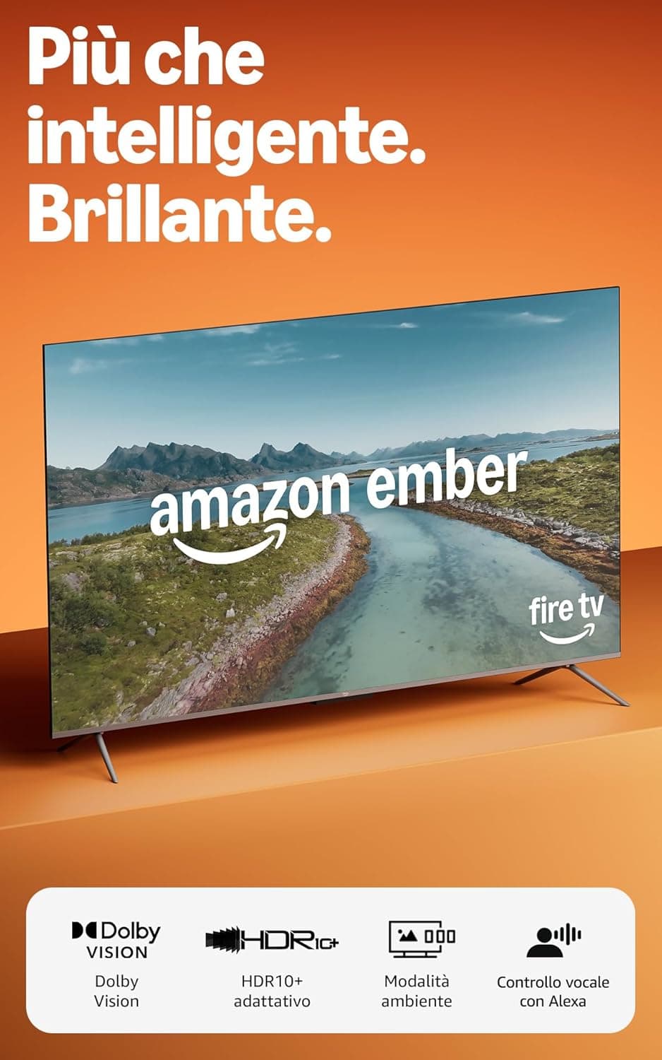Amazon Ember serie QLED da 55" con Fire TV (ultimo modello), smart TV 4K Ultra HD, HDR10+, Dolby Vision, processore quad-core, controllo vocale con Alexa, trova serie TV più velocemente con Alexa+