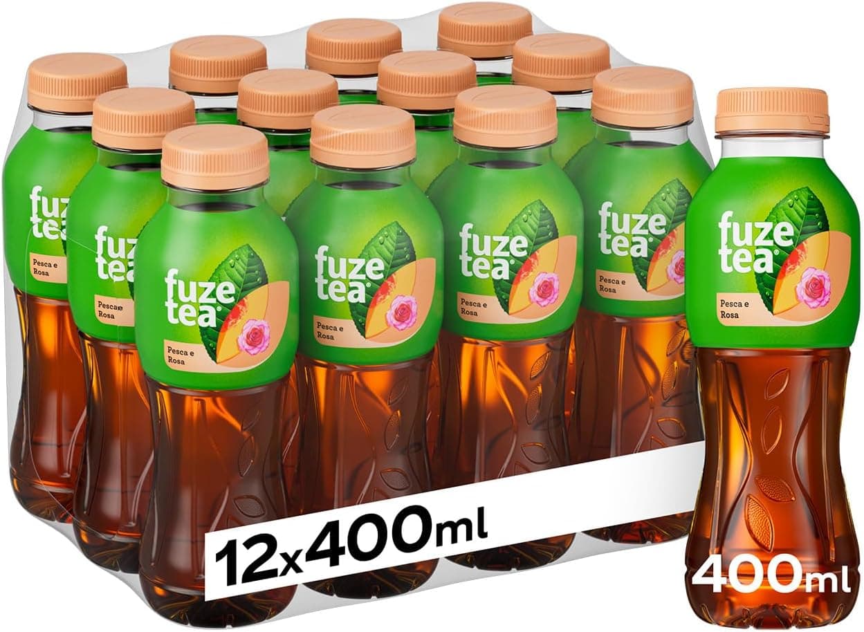 Fuze Tea, Tè Freddo, Gusto Pesca e Rosa, 12 Bottiglie da 400 ml