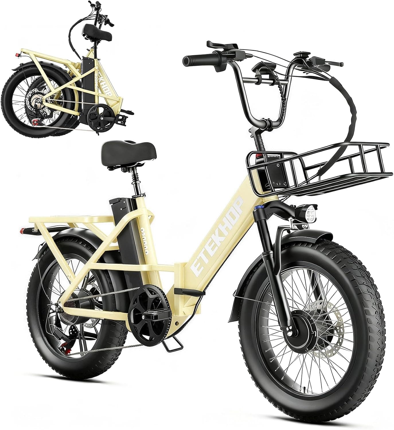 La bicicletta elettrica pieghevole D20PRO è dotata di doppio motore, due batterie rimovibili da 36 V e 42,4 Ah, pneumatici da 20 pollici × 3,0 pollici di larghezza e freni idraulici.