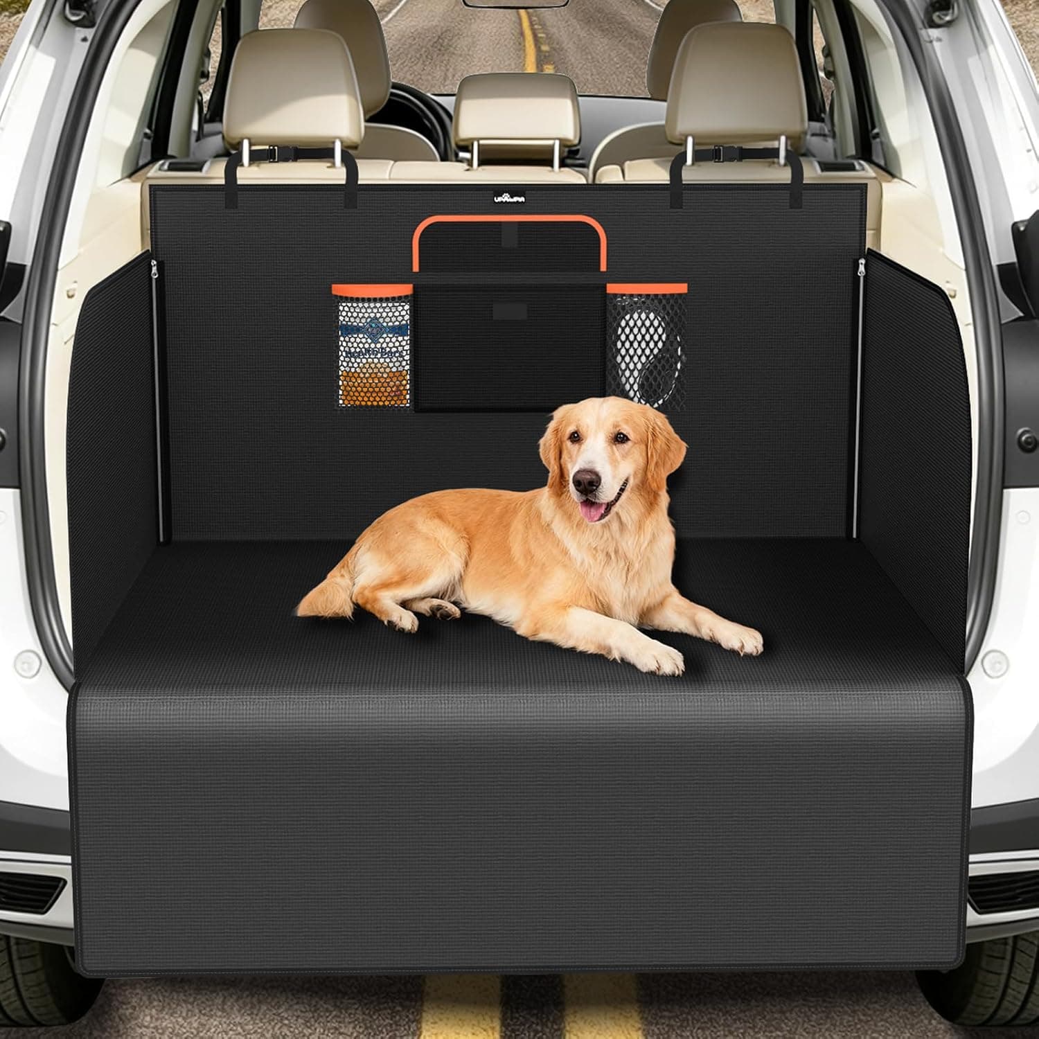 Telo Bagagliaio Auto per Cani Impermeabile Protezione Bagagliaio Auto con Protezione Laterale e Paraurti Universale Copri Bagagliaio per Cani Resistente ai Graffi per SUV 185 * 115 * 48cm