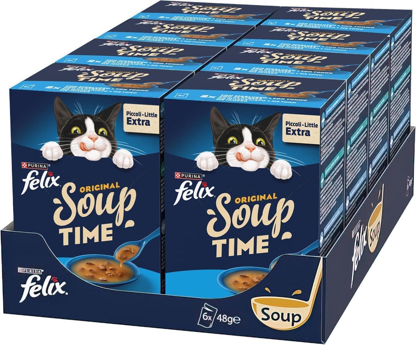 FELIX Soup Time Original Cibo Umido per Gatti Adulti, 48 Bustine da 48g