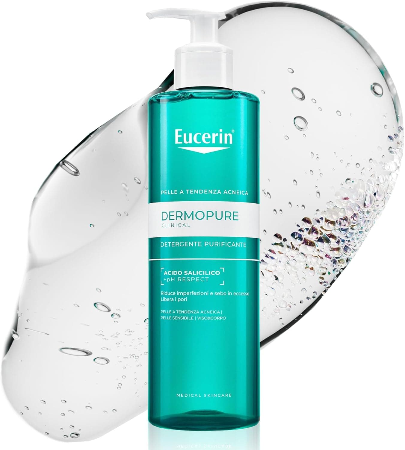Eucerin DermoPure Clinical Gel Detergente Purificante Viso, 400 ml