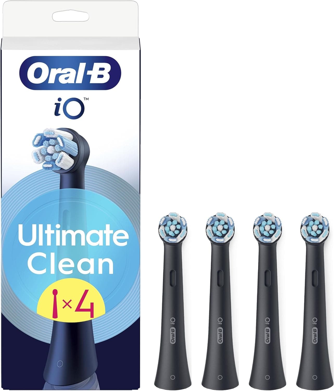 Oral-B Testine di Ricambio iO Ultimate Clean, Nere, 4 Ricambi