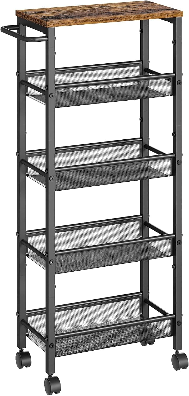 VASAGLE Carrello Cucina Salvaspazio a 5 Ripiani, 45,4 x 22 x 99,6 cm
