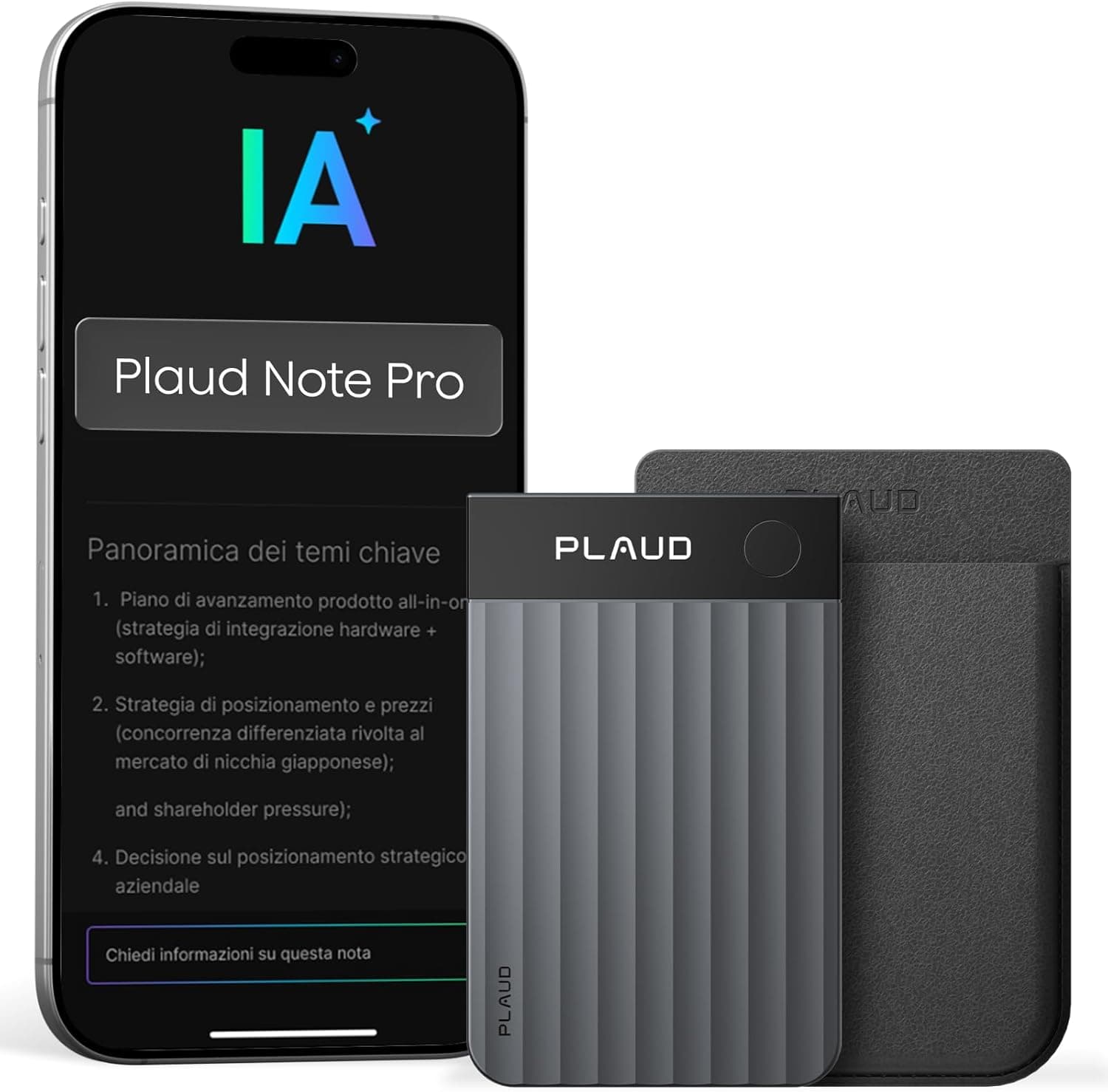 Plaud Note Pro Registratore Vocale AI Trascrizione Riepiloghi per Riunioni