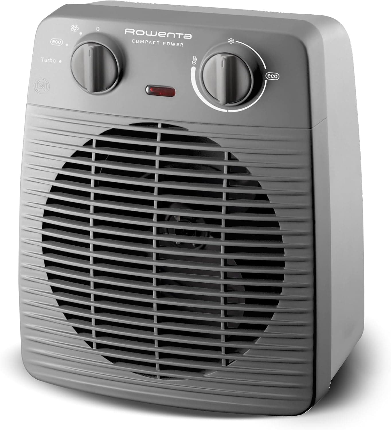 Rowenta Compact Power, Termoventilatore Compatto per Piccoli Spazi, Ventilazione Calda e Fredda, Modalità Turbo e Eco, 2 Livelli di potenza, Sicuro e Potente, 2000 W, Grigio, SO2212