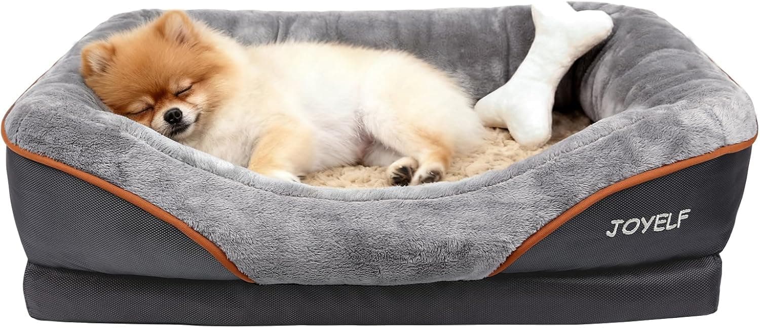 JOYELF, Cuccia ortopedica per cani in memory foam con copertura rimovibile e lavabile, con giocattolo con sonaglio