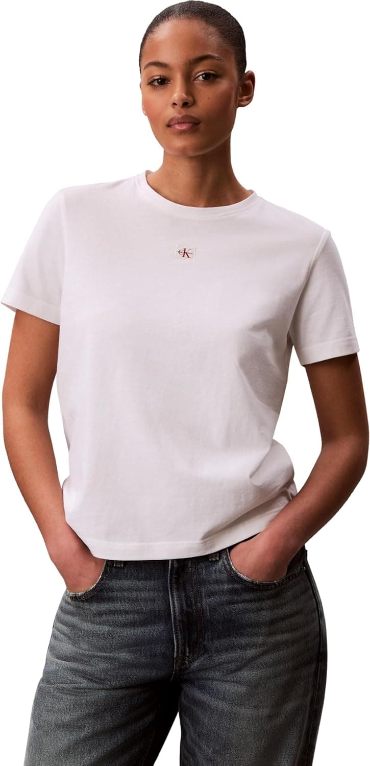 Calvin Klein SS Woven Label Classic Fit Tee Lv047f227g Magliette Donna