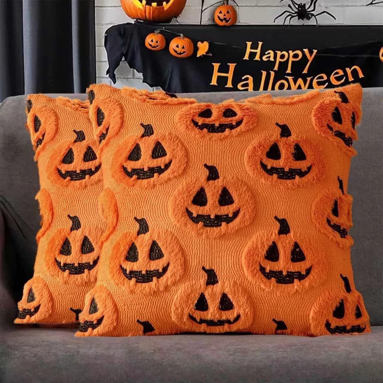 2 Pezzi Federe Cuscino Halloween,45x45 cm,Copricuscini Halloween,Copricuscini Divertenti a Forma di Fantasma,Decorazioni Horror di halloween,Adatto per Ringraziamento,Festa del Raccolto,Divano e Sedia