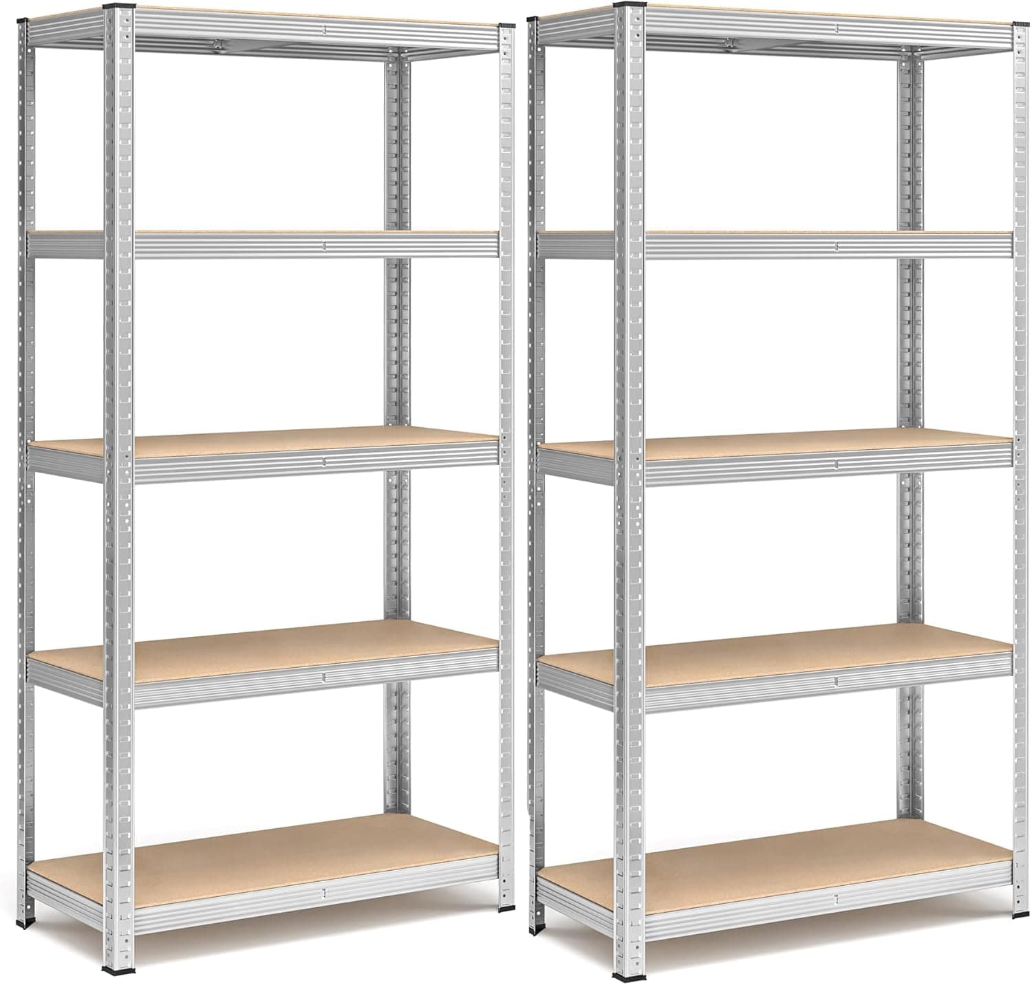 SONGMICS Set di 2 Scaffali per Carichi Pesanti Senza Viti a 5 Ripiani