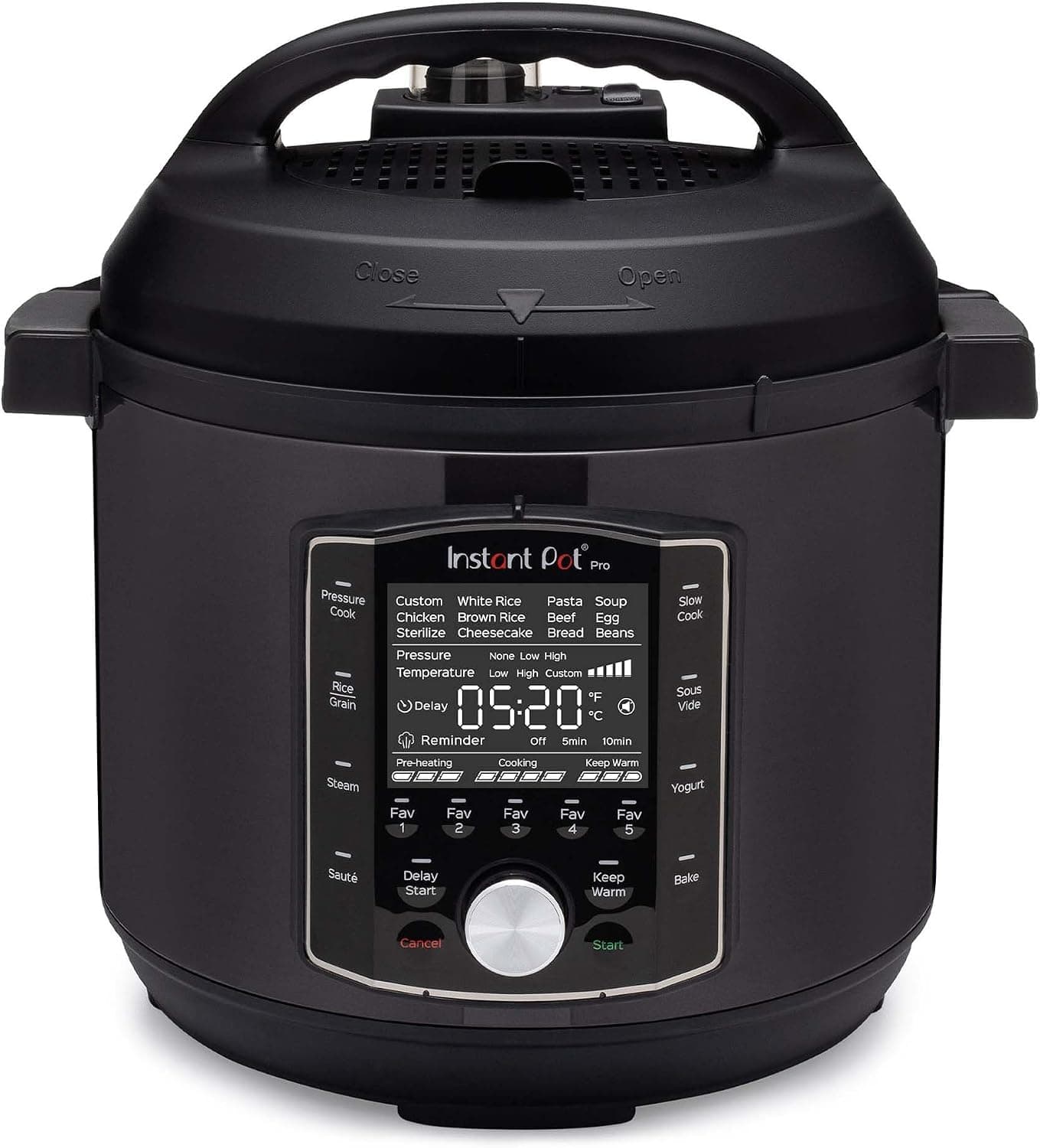 Instant Pot Pro Pentola a Pressione Elettrica 10 in 1, 1200 W, 5,7 L – Slow Cooker, Cuociriso, Vaporiera, Rosolatura, Sterilizzatore, Yogurtiera, Sous Vide – Acciaio Inox Nero