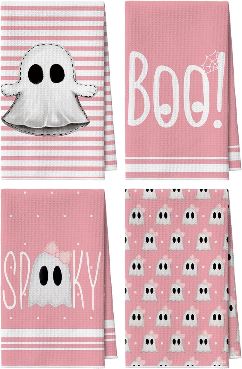 Artoid Mode Set da 4 Strofinacci da Cucina Halloween Fantasmi Rosa 42x65cm