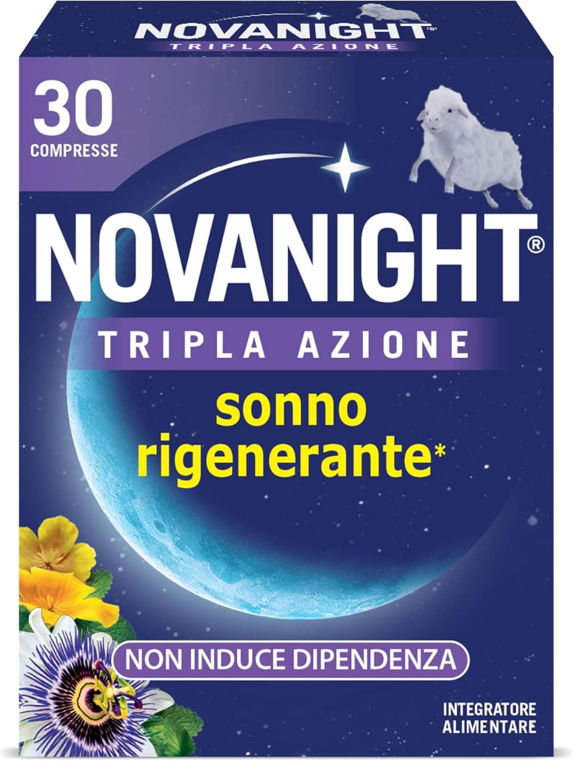 Novanight Tripla Azione Melatonina per Dormire, 30 Compresse