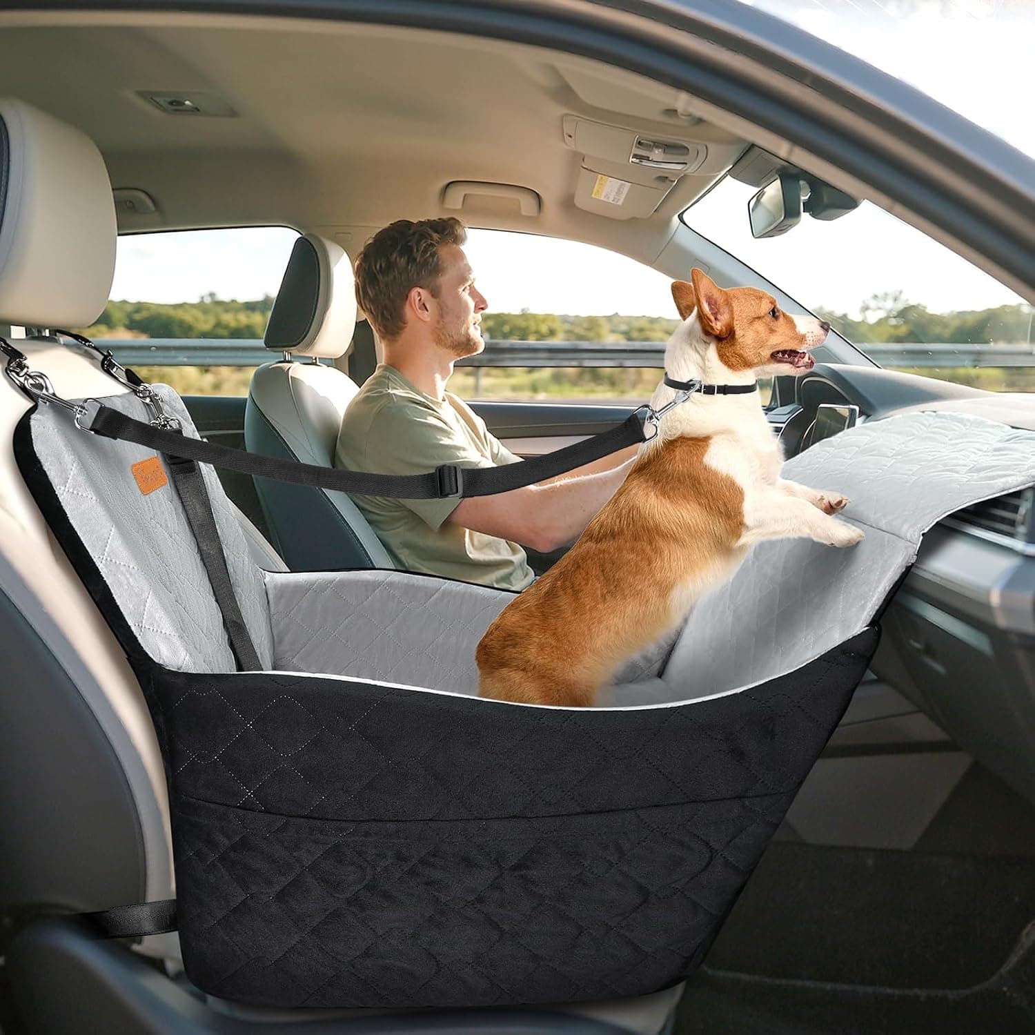 Pawaboo Seggiolino auto per cani di piccola e media taglia, Nero & Grigio