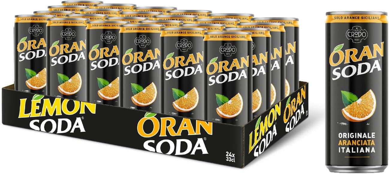 Oransoda | Bevanda Gassata all'Arancia, 24 Lattine da 33 cl