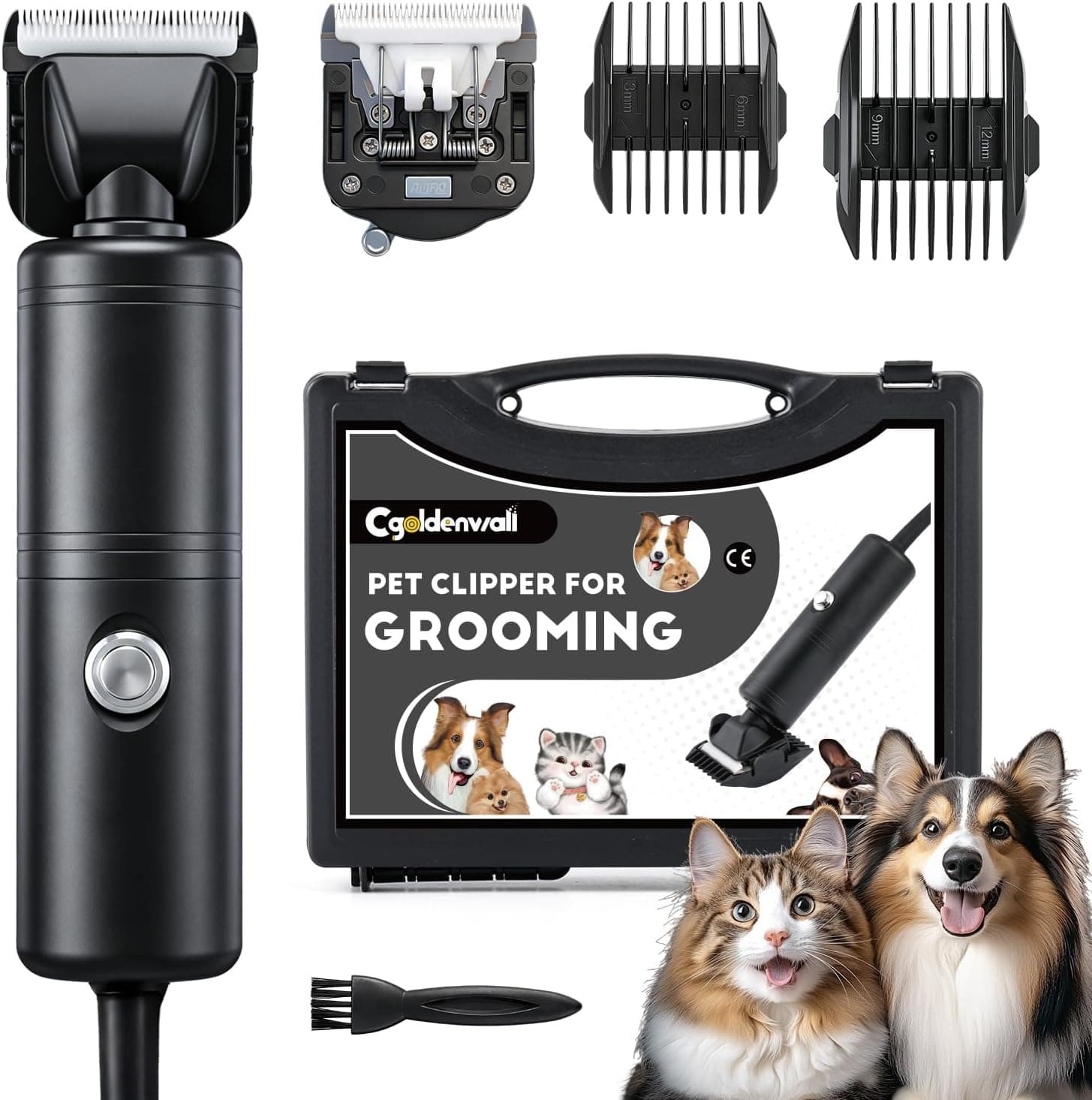 CGOLDENWALL Tosatrice Cani 300W, Basso Rumore, Cavo 3m, Cani Gatti