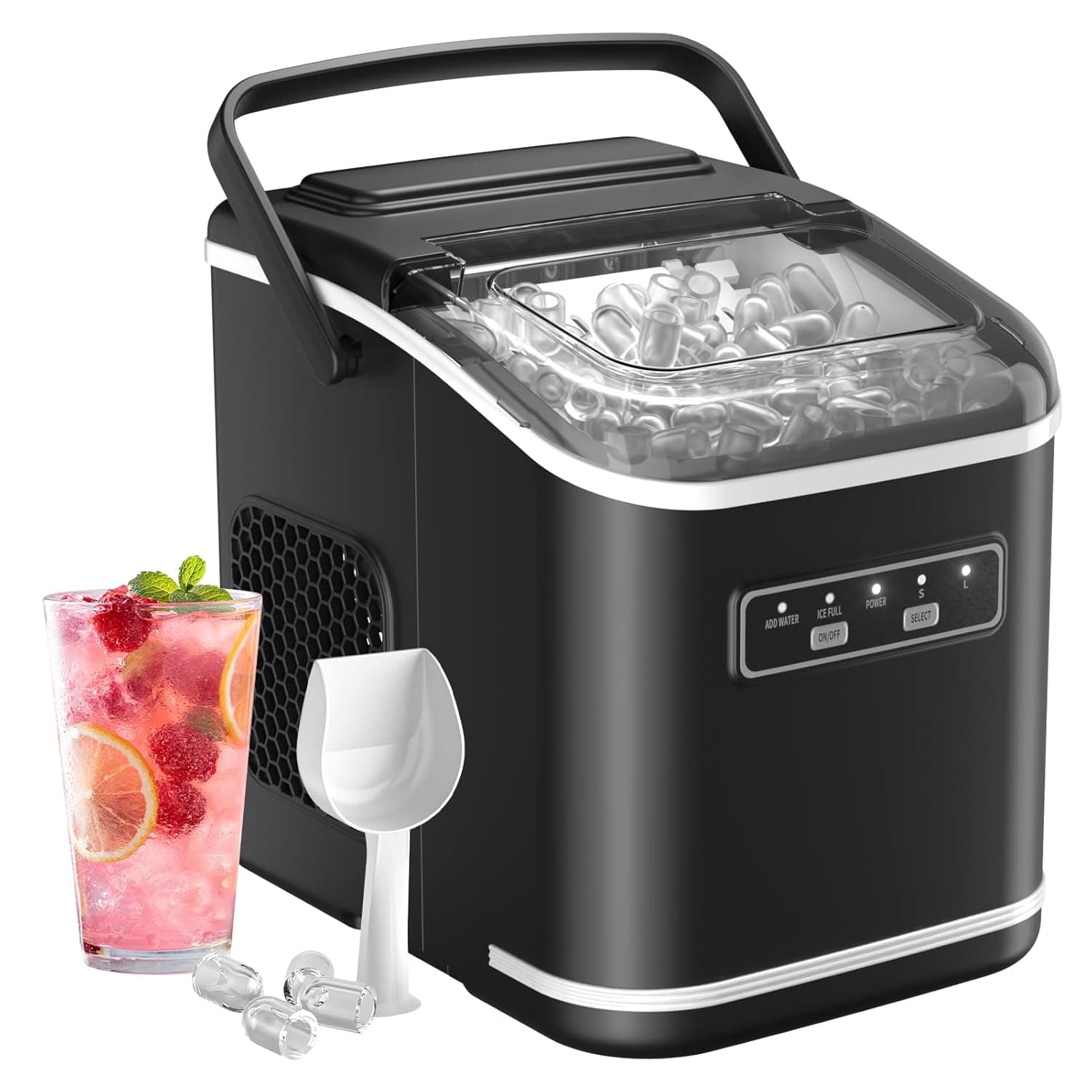 Macchina Ghiaccio Casa 12kg/24h, Autopulente 1,5L Ice Maker