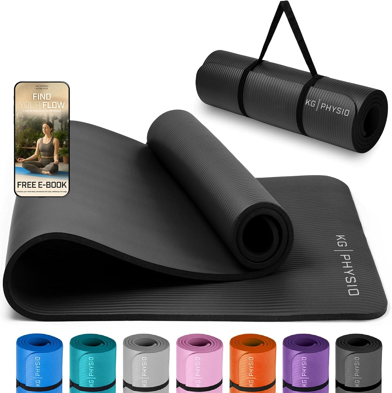 Tappetino Palestra Antiscivolo 8mm – Tappetino Yoga Antiscivolo e Pilates 183x60 cm con Tracolla, Tappetino Fitness per Ginnastica a Casa, Tappeto Yoga Spesso e Comfortevole