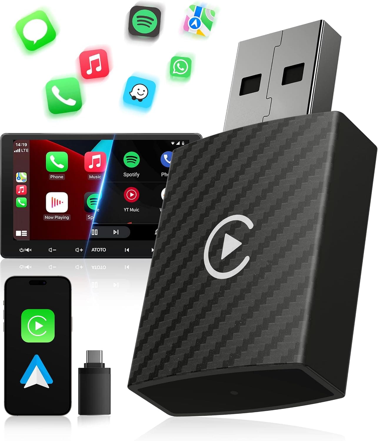Adattatore CarPlay Wireless e Android Auto Wireless, Navigatore GPS Auto