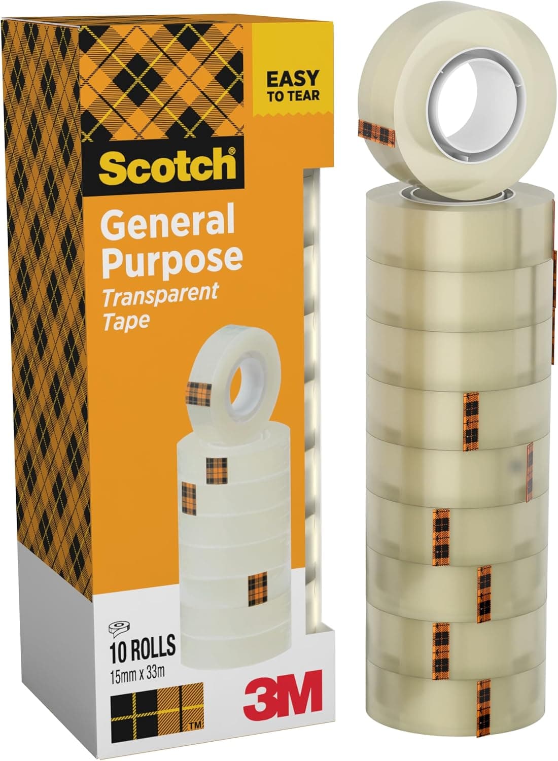 Scotch Nastro Adesivo Trasparente 508, 10 Rotoli, 15 mm x 33 m