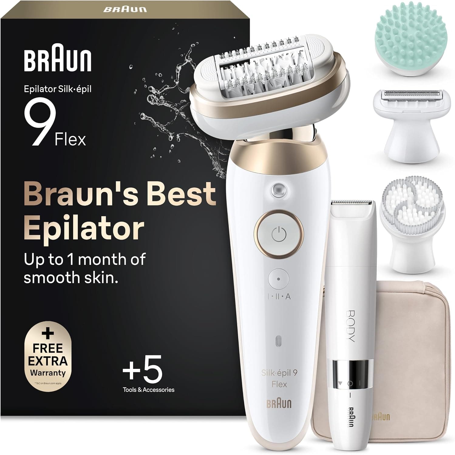 Braun Silk-Épil 9 Flex Epilatore Elettrico Donna, Accessori, 9-481 3d Oro