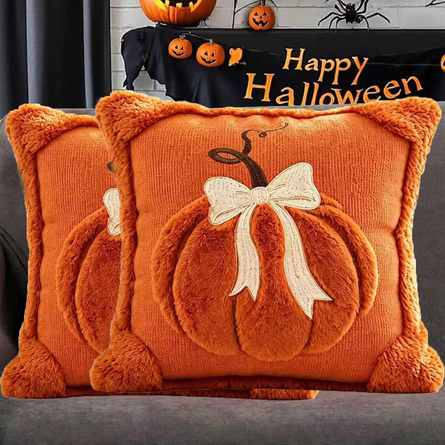 2 Pezzi Federe per Cuscino 45X45cm,Federa del Ringraziamento,Ringraziamento Federe Decorative,Copricuscini Halloween,Cuscino autunnale,Adatto per divano, camera da letto, ufficio, decorazione per casa