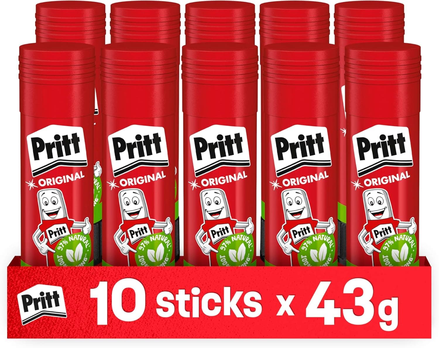 Pritt Colla Stick, Colla trasparente per scuola e ufficio, 10 x 43 g