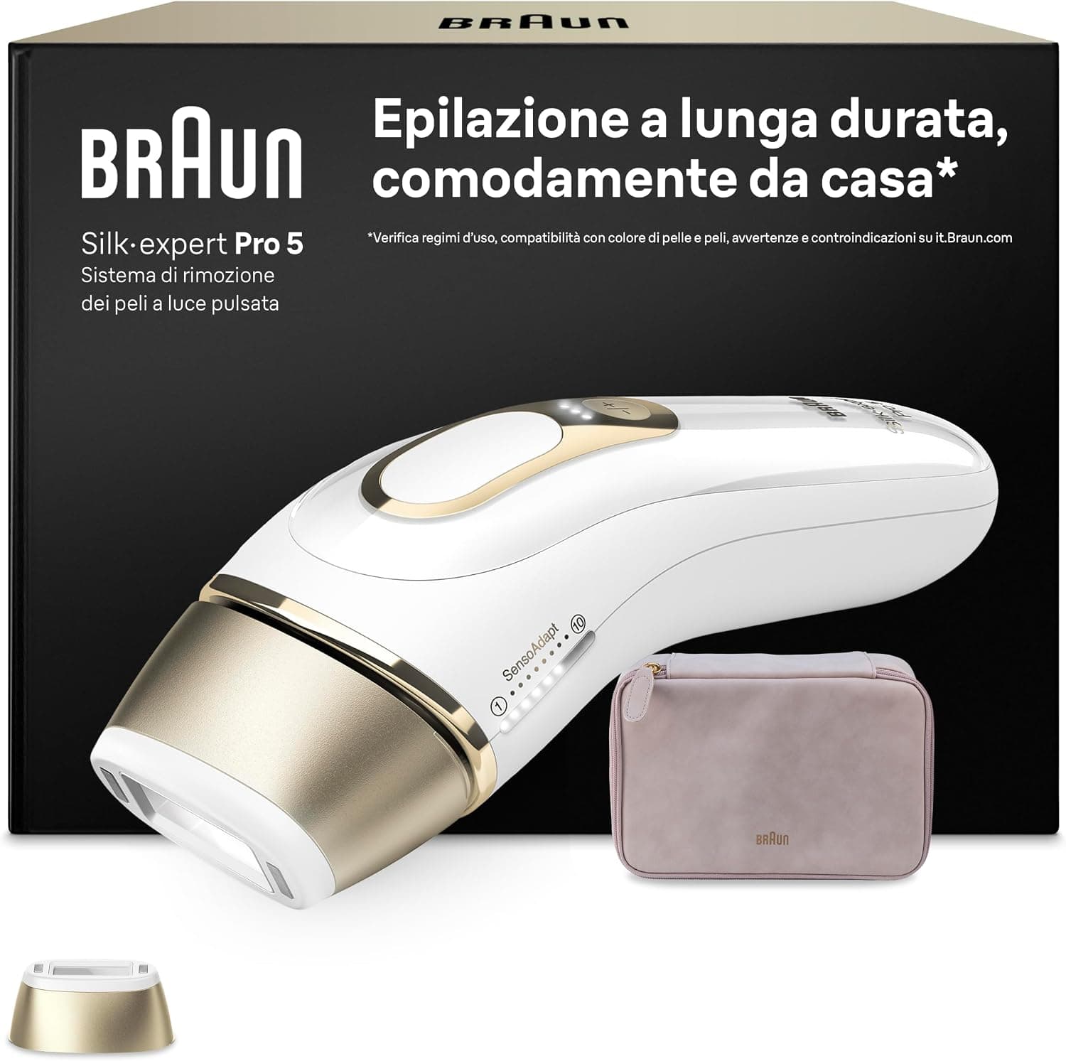Braun Silk·Expert Pro 5 Epilatore Luce Pulsata, Custodia, Pl5100 Oro
