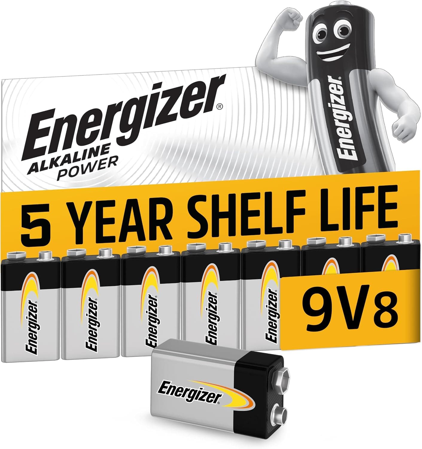Energizer Alkaline Power Pila - Batteria 9V Alcaline (Confezione da 8)