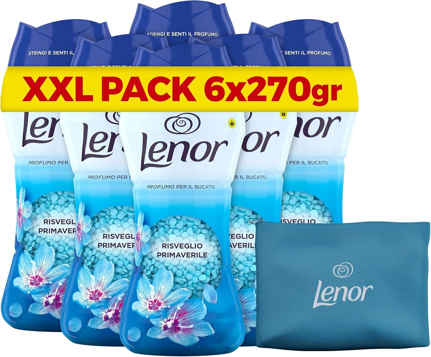 Lenor Profumatore Bucato Lavatrice Risveglio Primaverile, 6×270gr + Omaggio