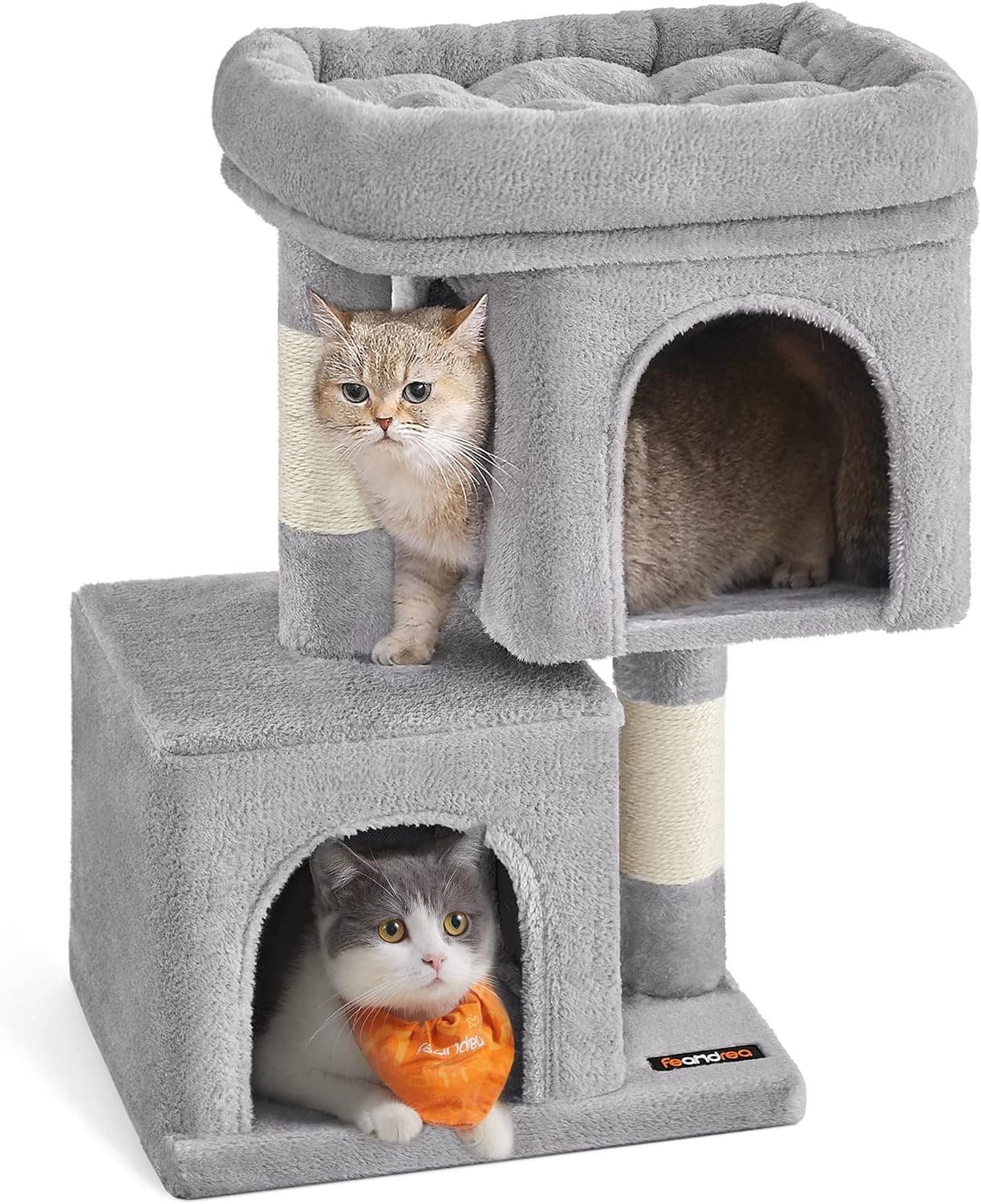 Feandrea Albero per Gatti, Tiragraffi Torre, 65 cm, 2 Grotte