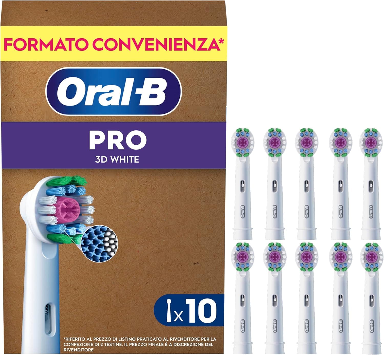 Oral-B Testine di Ricambio Pro, 3D White, Bianche, 10 Ricambi