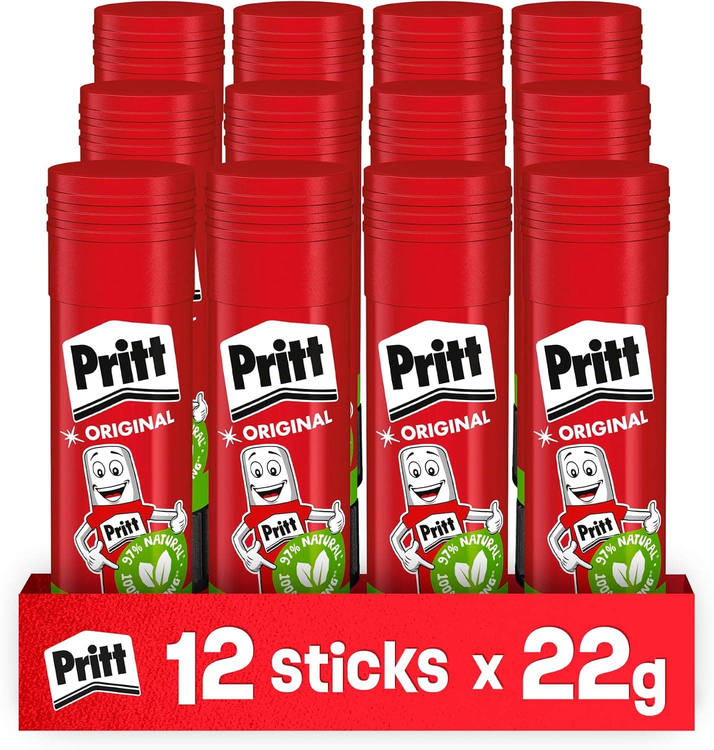 Pritt Colla Stick, Colla trasparente per scuola e ufficio, 12 x 22 g