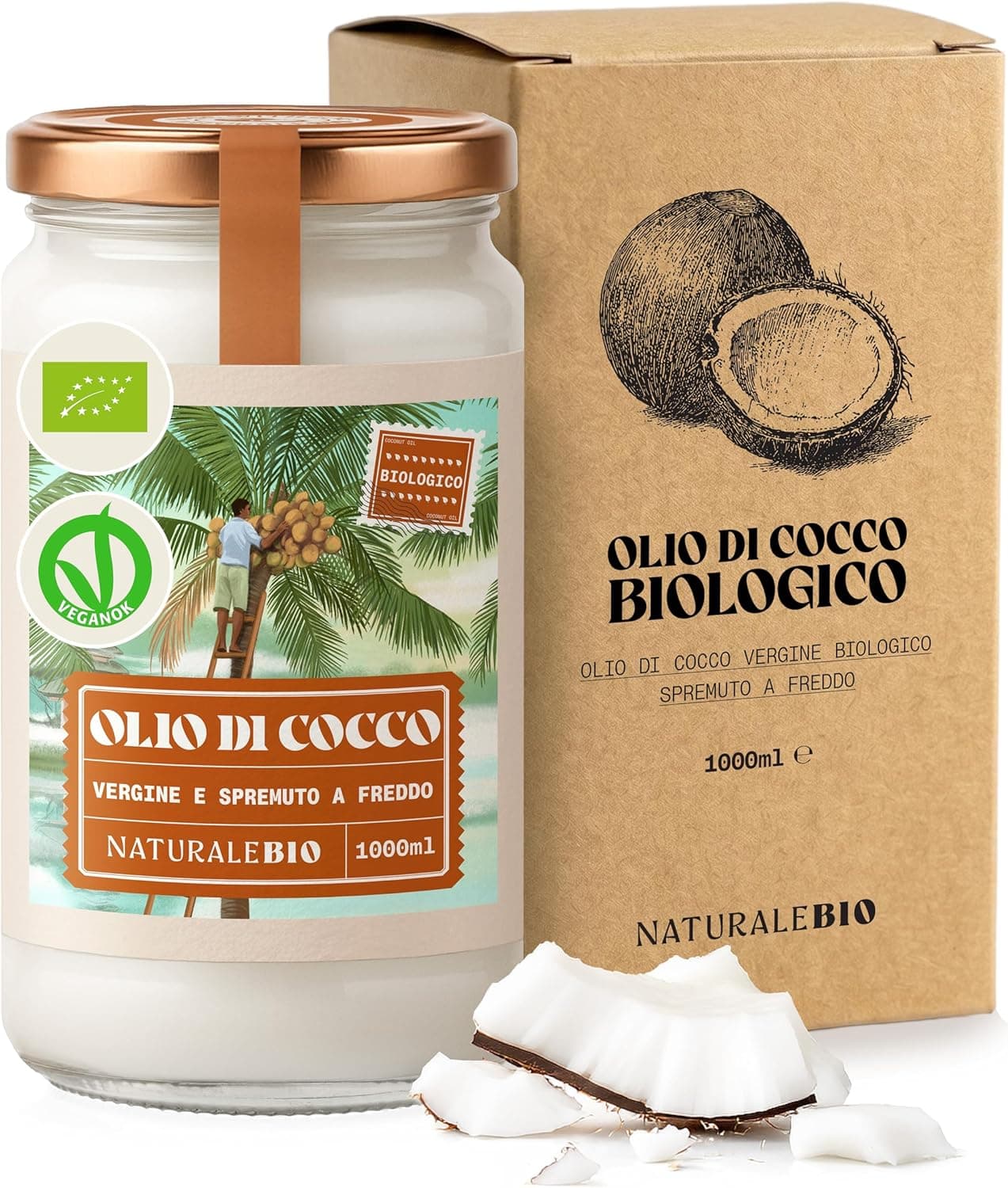 NaturaleBio Olio di Cocco Bio Vergine Spremuto a Freddo