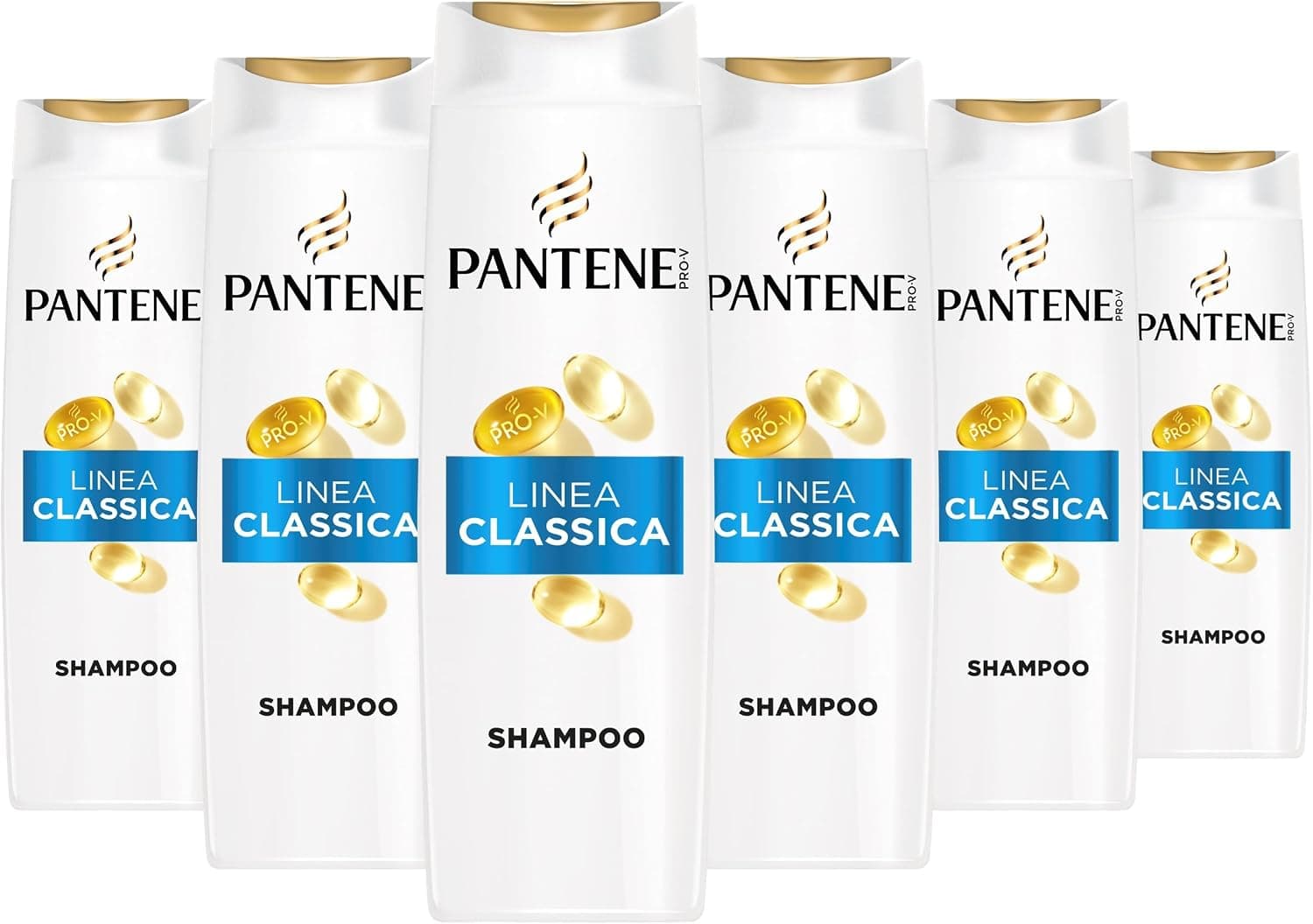 Pantene PRO-V Shampoo Linea Classica 6x300ml per Capelli Normali e Misti, Deterge Delicatamente e Protegge i Legami del Capello, Uso Quotidiano, Senza Olio Minerale e Coloranti, Active Nutri-Plex