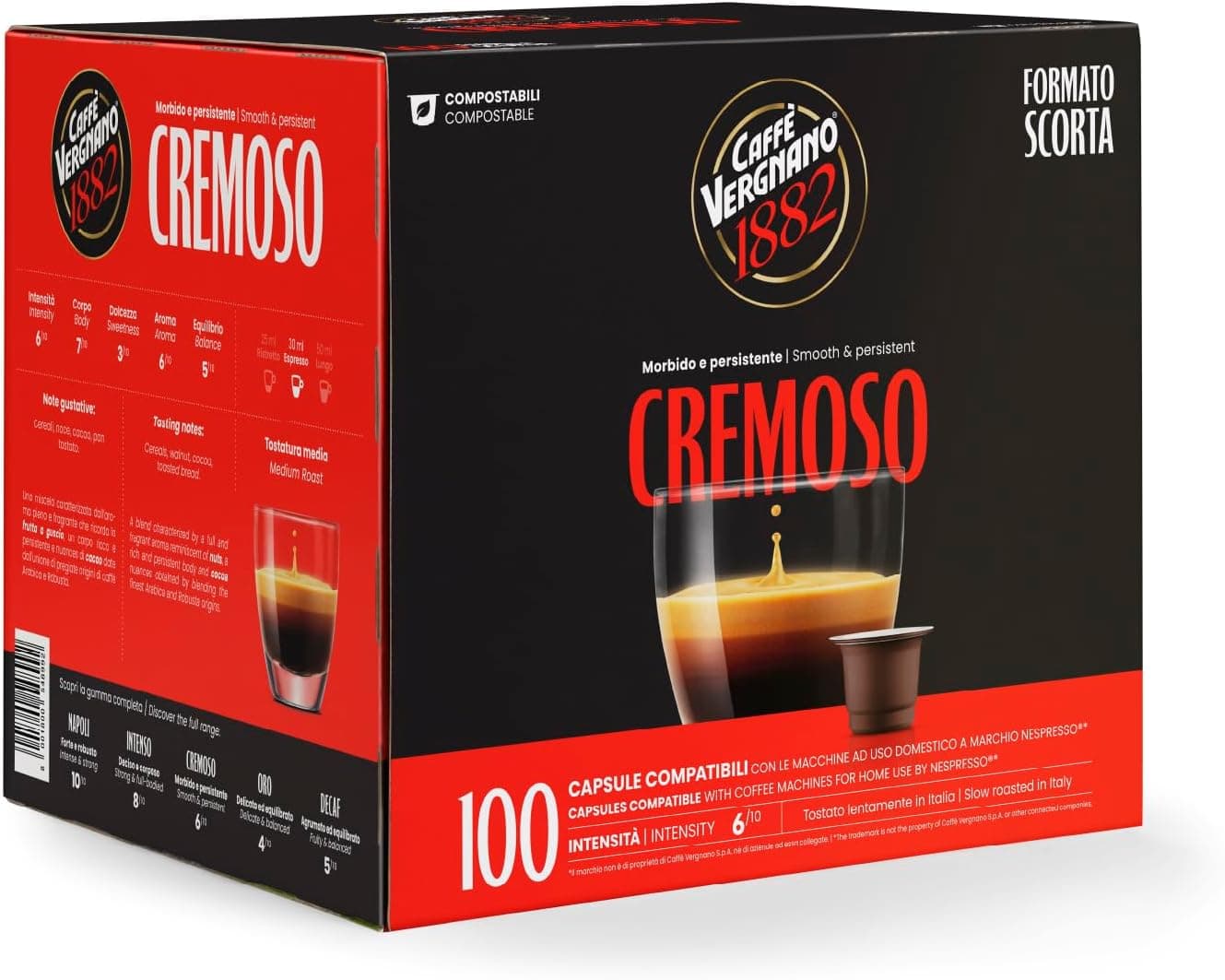 Caffè Vergnano 1882 - Capsule Compatibili Nespresso, Cremoso