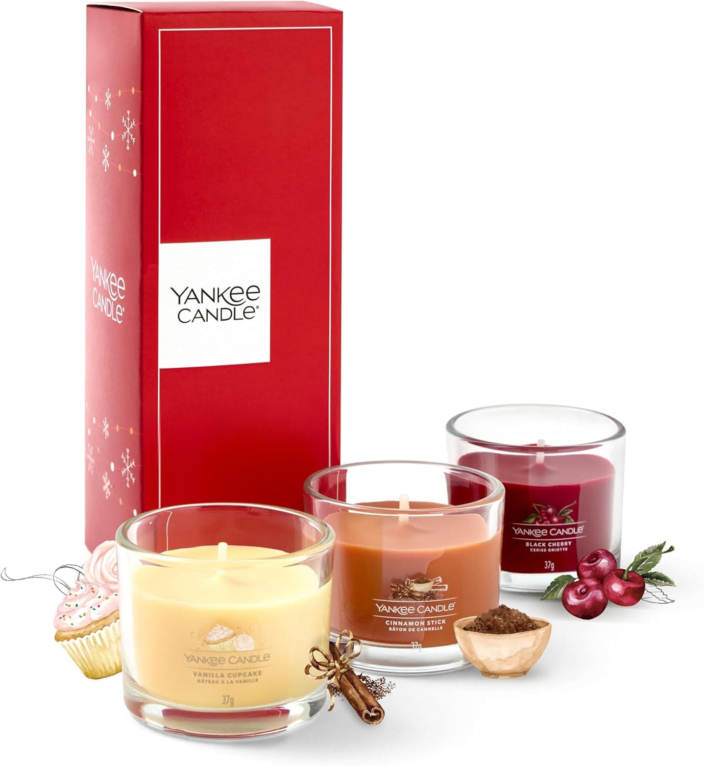 Yankee Candle Set regalo di candele profumate | 3 mini candele votive profumate | Miscela di cera di soia | Regali perfetti per le donne